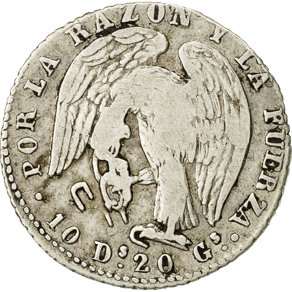 Moneta, Cile, Real, 1844, Santiago, MB+, Argento, KM:94.2