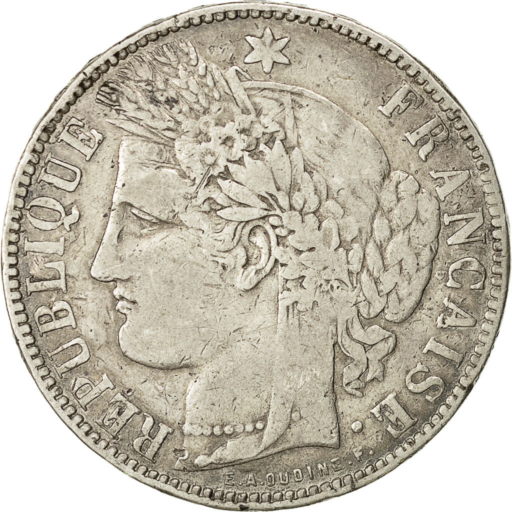 Coin, France, Cérès, 5 Francs, 1870, Bordeaux, VF(20-25), Silver, KM 818.2