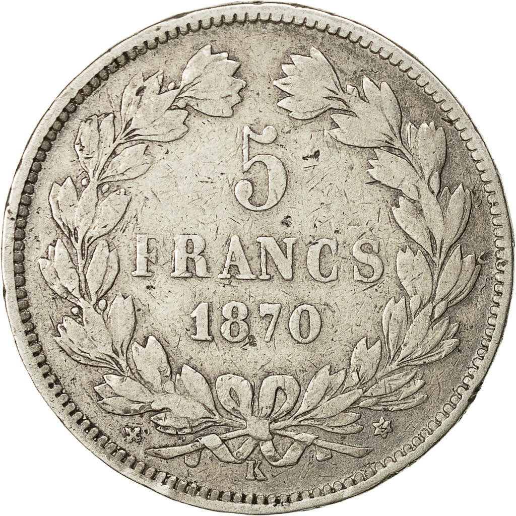 Coin, France, Cérès, 5 Francs, 1870, Bordeaux, VF(20-25), Silver, KM 818.2