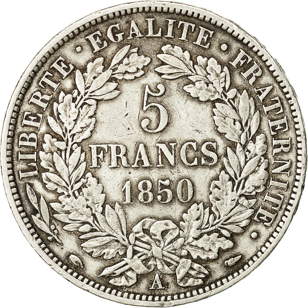 Coin, France, Cérès, 5 Francs, 1850, Paris, EF(40-45), Silver, KM 761.1