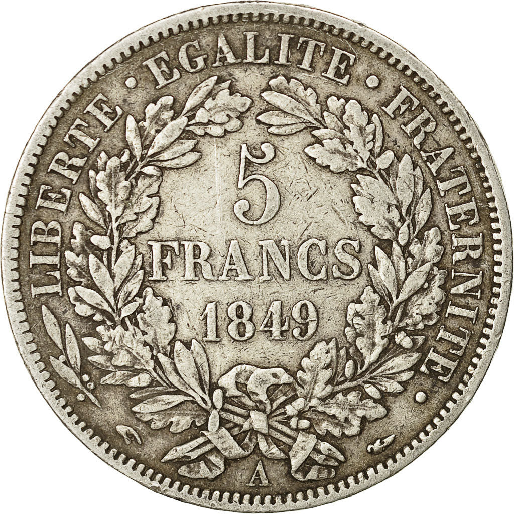 Münze, Frankreich, Cérès, 5 Francs, 1849, Paris, SS, Silber, KM:761.1