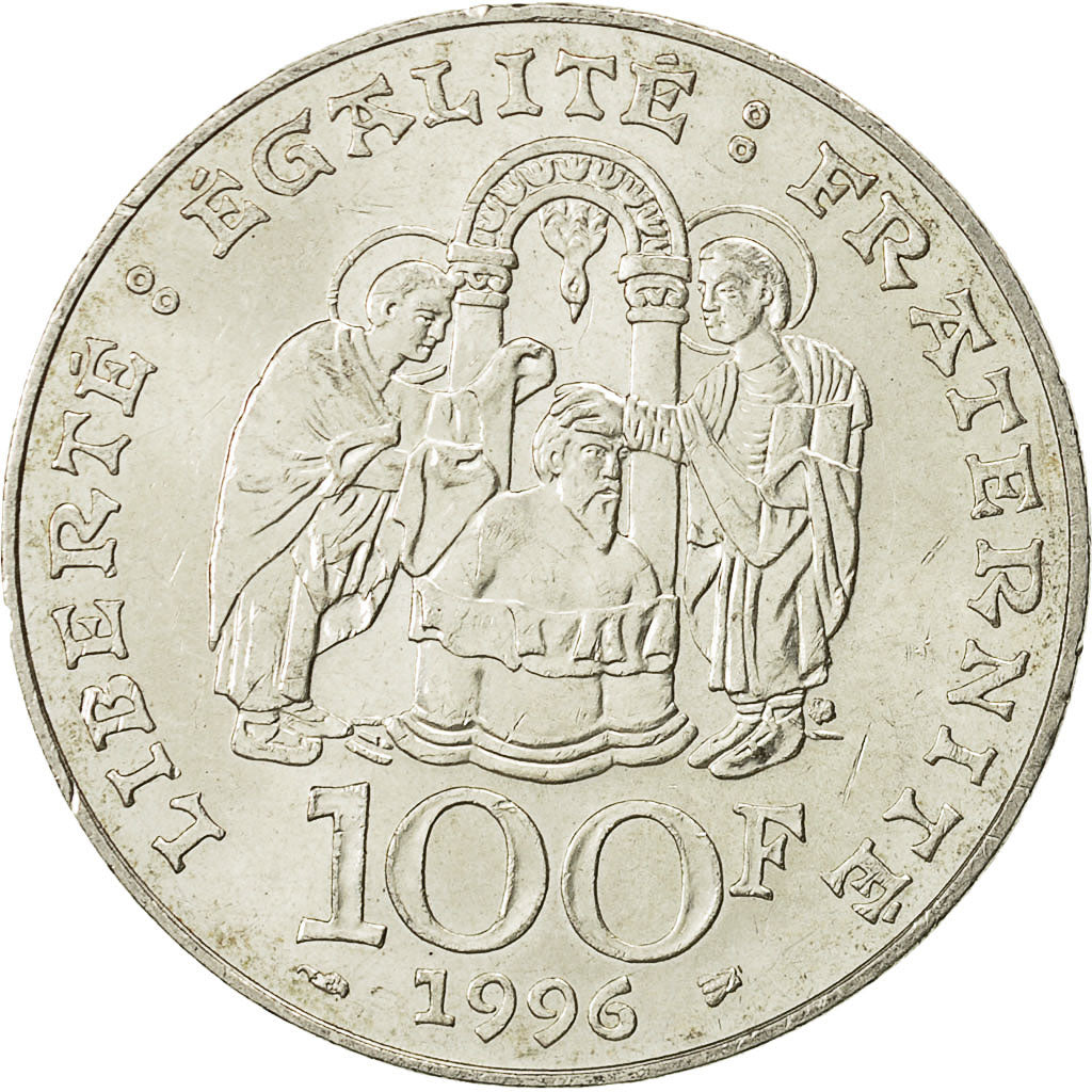 Coin, France, Clovis, 100 Francs, 1996, MS(60-62), Silver, KM:1180, Gadoury 953