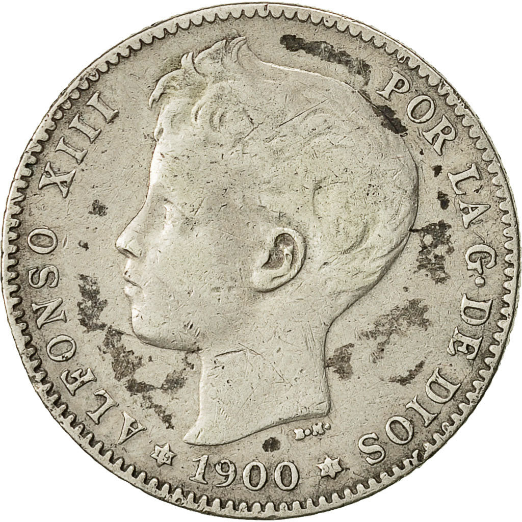 Coin, Spain, Alfonso XIII, Peseta, 1900, EF(40-45), Silver, KM 706