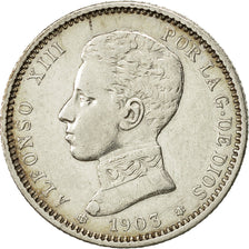 Munten, Spanje, Alfonso XIII, Peseta, 1903, PR, Zilver, KM:721