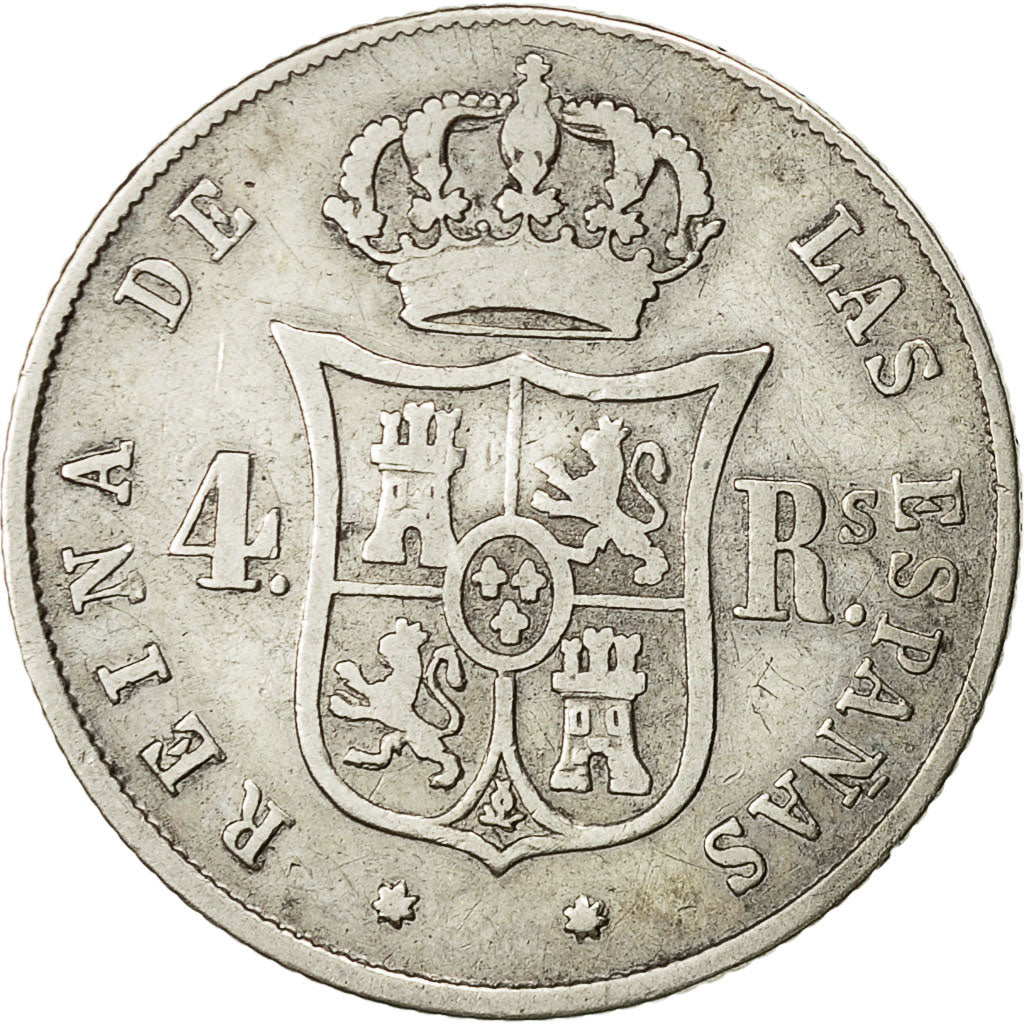 Coin, Spain, Isabel II, 4 Reales, 1853, Seville, VF(30-35), Silver, KM 600.3