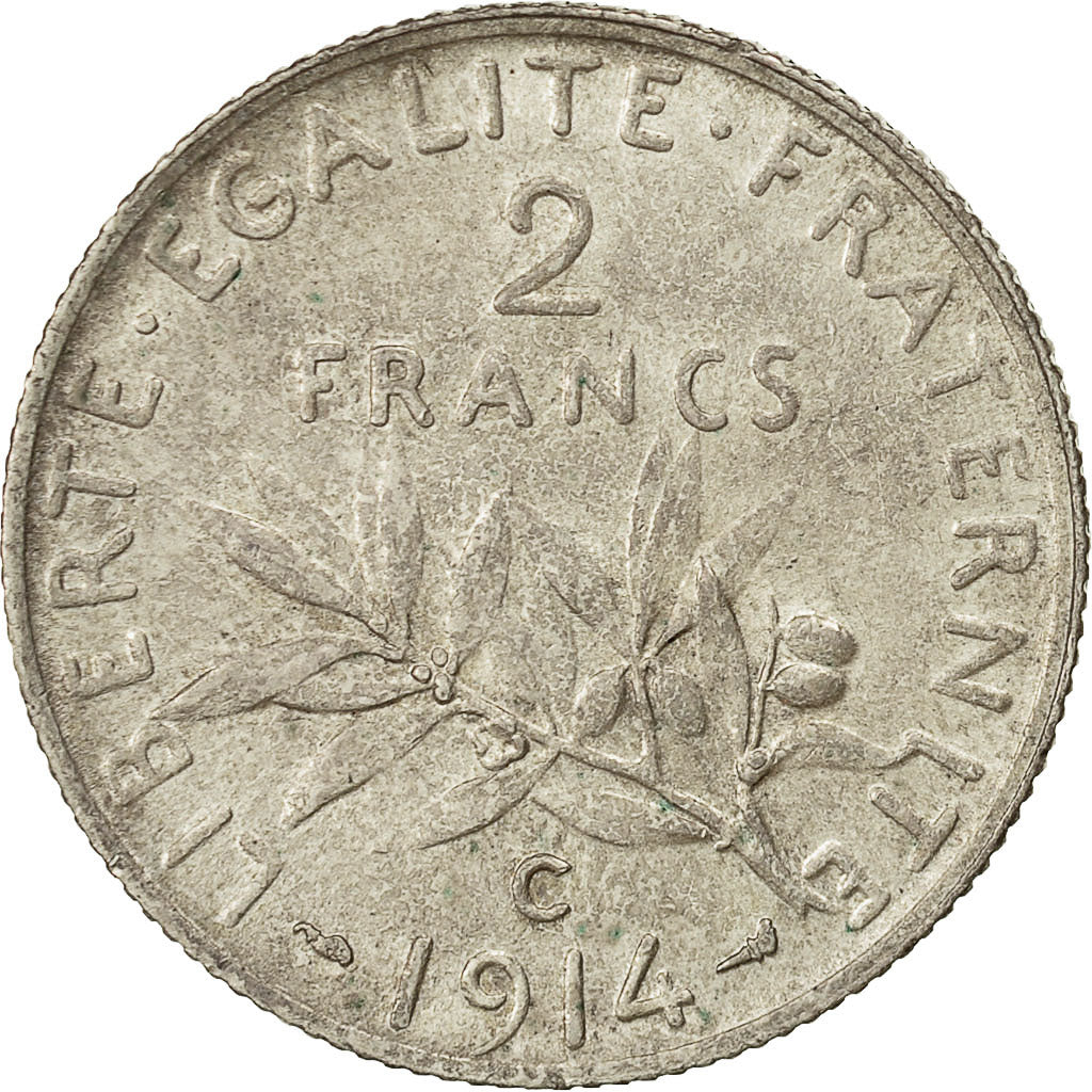 Moneta, Francia, Semeuse, 2 Francs, 1914, Castelsarrasin, SPL-, Argento