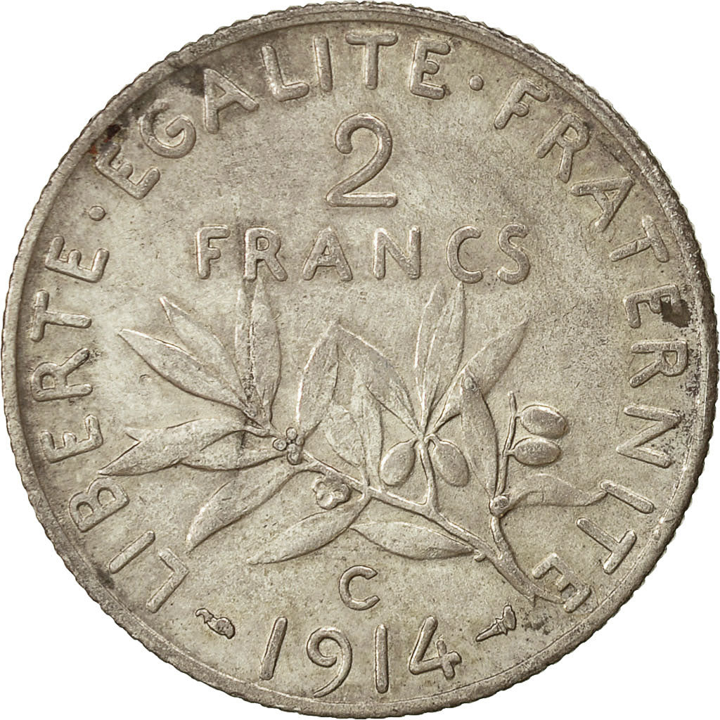 Münze, Frankreich, Semeuse, 2 Francs, 1914, Castelsarrasin, VZ, Silber