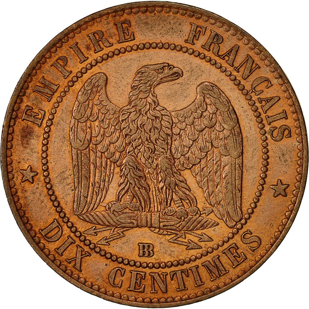 Coin, France, Napoleon III, 10 Centimes, 1855, Strasbourg, AU(50-53), KM 771.3