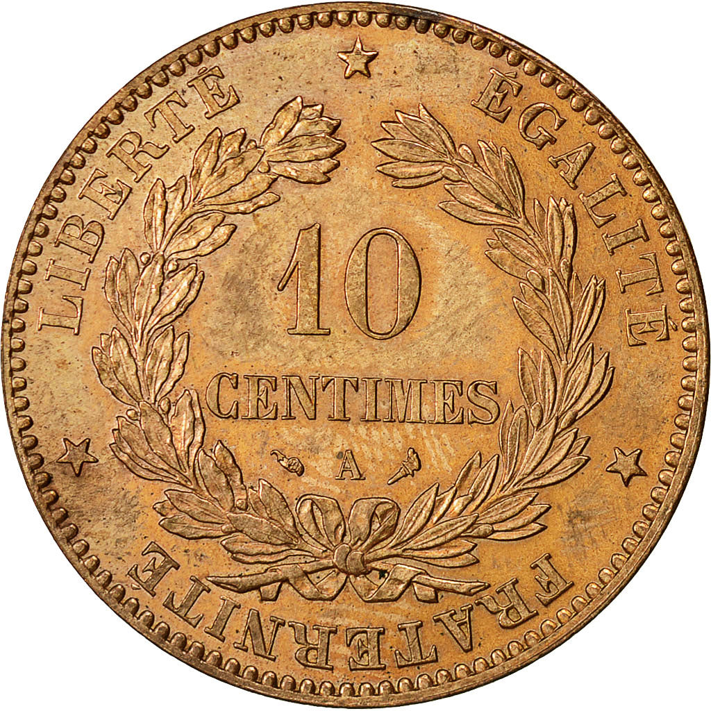 Monnaie, IIIème République, 10 Centimes Cérès, 1898, Paris, SUP+, Gadoury 265a
