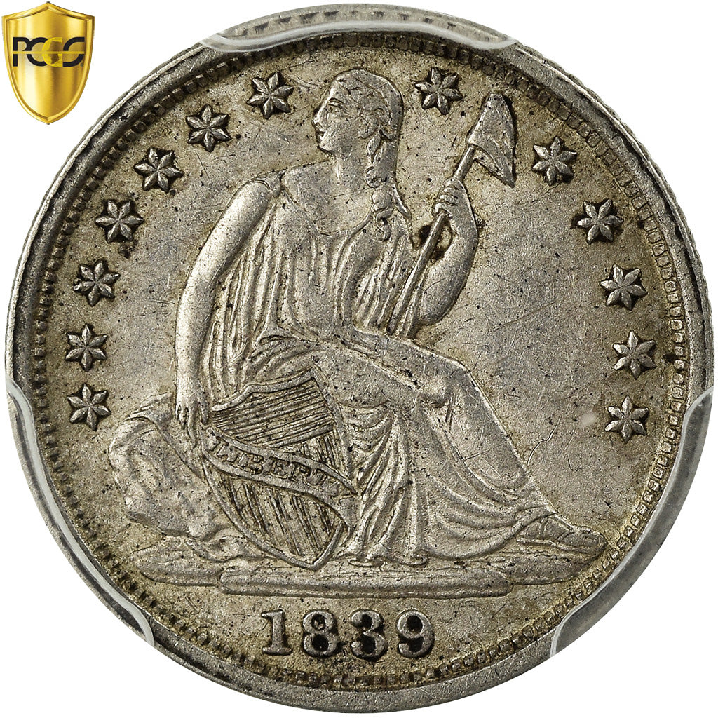 Coin, United States, Seated Liberty Half Dime, 1839, PCGS AU55