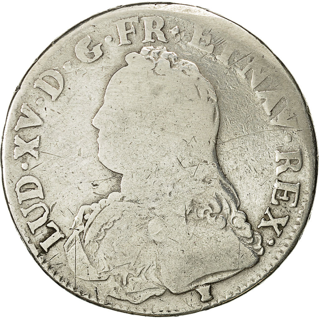 Monnaie, France, Louis XV, Écu aux branches d'olivier, 1727, Rennes, Gadoury 321