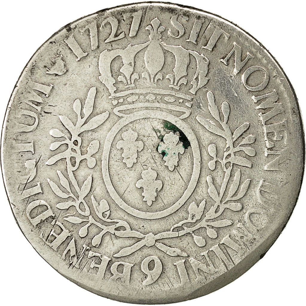 Monnaie, France, Louis XV, Écu aux branches d'olivier, 1727, Rennes, Gadoury 321