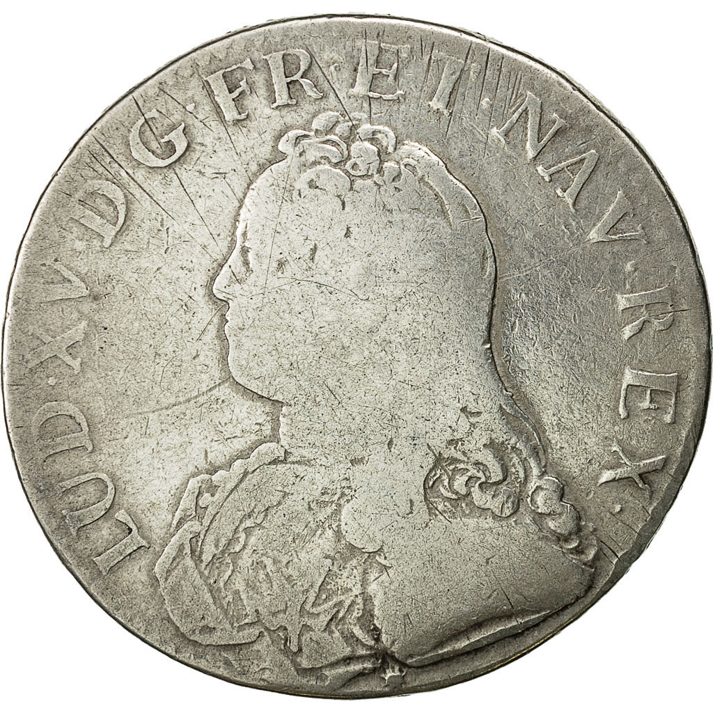 Coin, France, Louis XV, Écu aux branches d'olivier, 1740, Lyons, KM 486.6