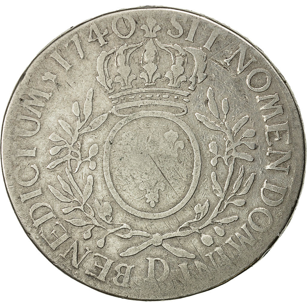 Coin, France, Louis XV, Écu aux branches d'olivier, 1740, Lyons, KM 486.6