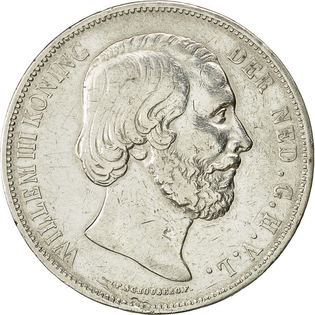 Coin, Netherlands, William III, 2-1/2 Gulden, 1874, EF(40-45), Silver, KM 82