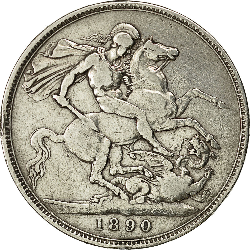 Coin, Great Britain, Victoria, Crown, 1890, EF(40-45), Silver, KM 765