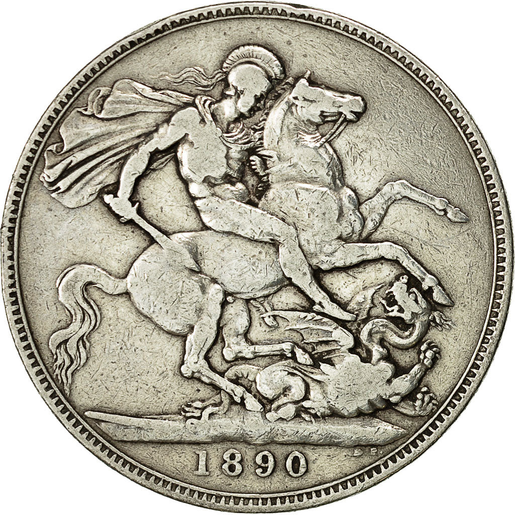 Coin, Great Britain, Victoria, Crown, 1890, VF(30-35), Silver, KM 765