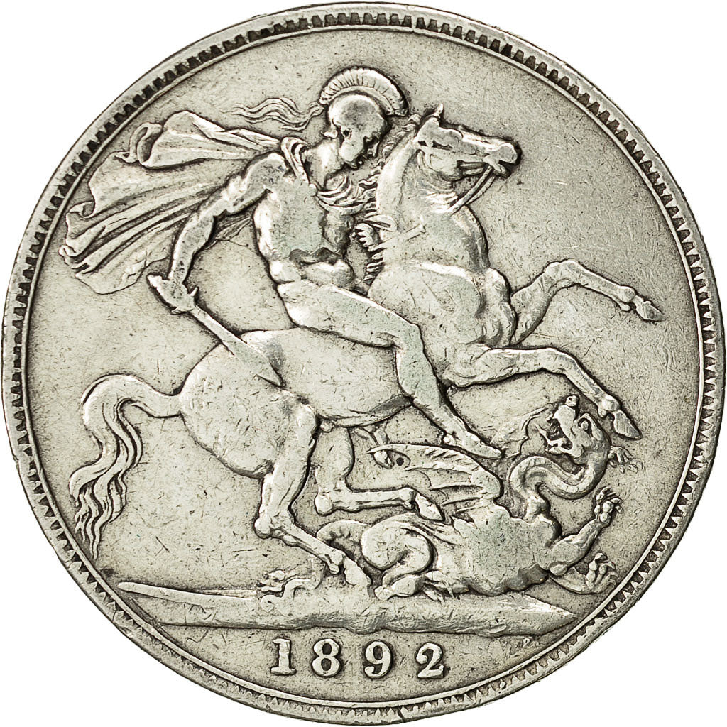 Coin, Great Britain, Victoria, Crown, 1892, EF(40-45), Silver, KM 765