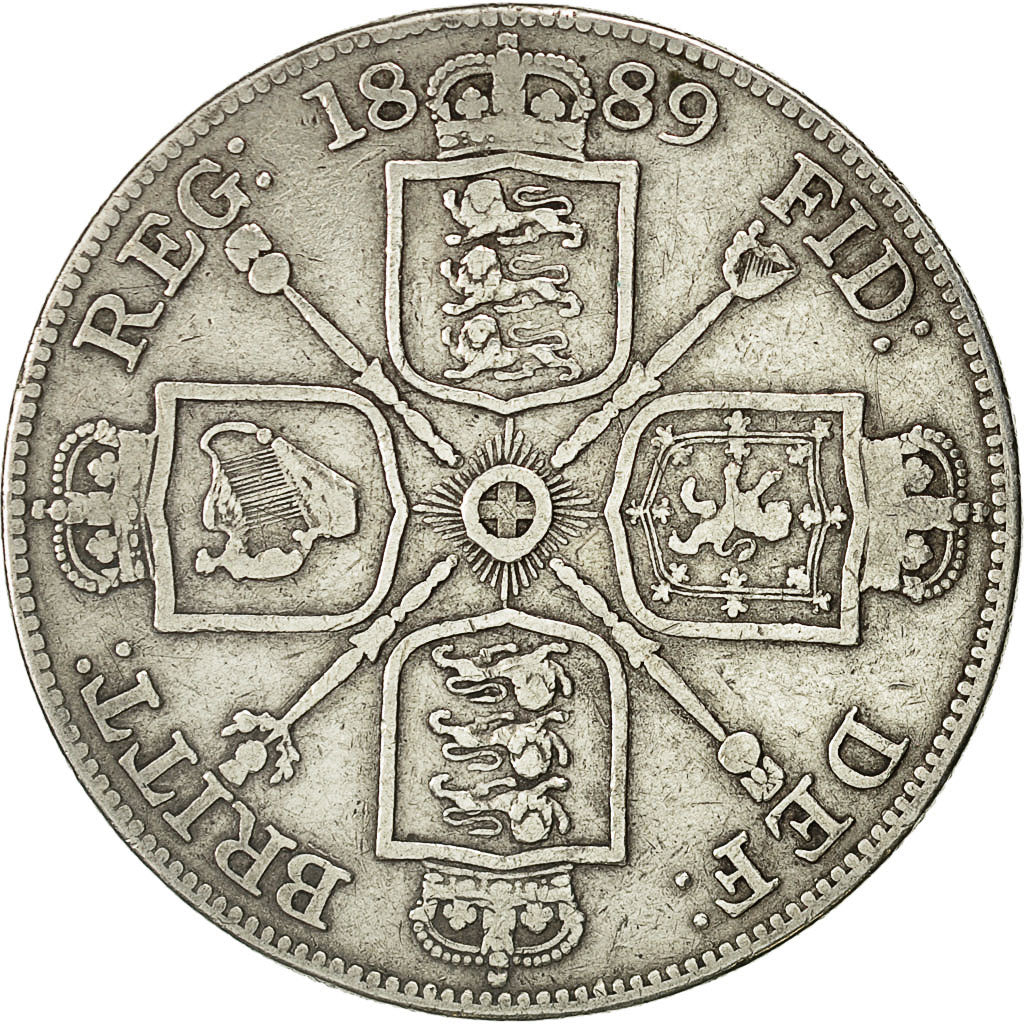 Coin, Great Britain, Victoria, Double Florin, 1889, VF(30-35), Silver, KM 763