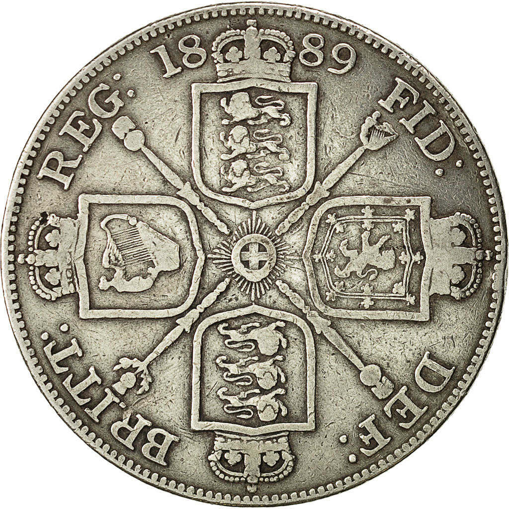 Coin, Great Britain, Victoria, Double Florin, 1889, VF(30-35), Silver, KM 763