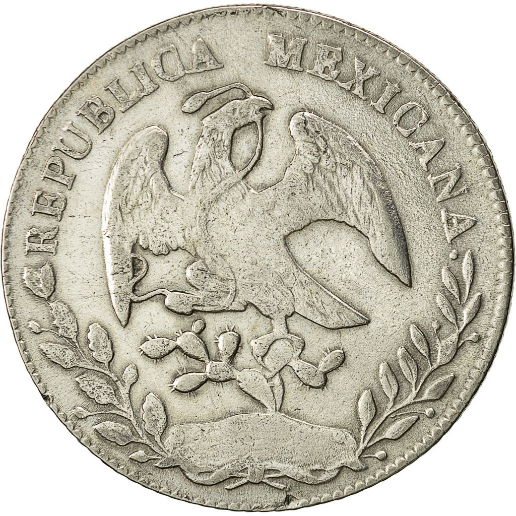 Moneda, México, 8 Reales, 1890, Guadalajara, BC+, Plata, KM:377.6
