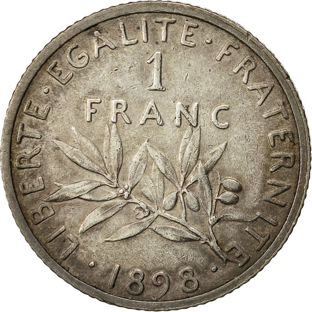 Coin, France, Semeuse, Franc, 1898, Paris, AU(50-53), Silver, KM 844.1
