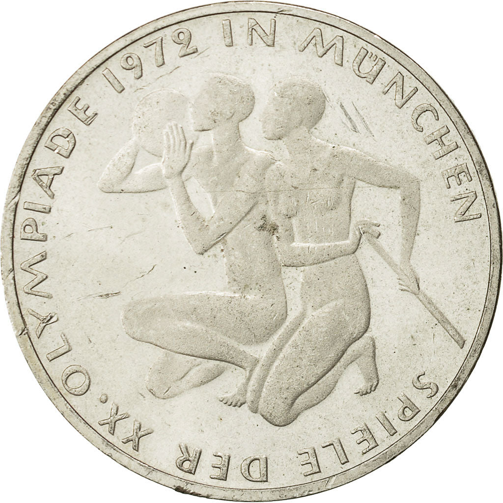 Moneta, Niemcy - RFN, 10 Mark, 1972, Stuttgart, MS(60-62), Srebro, KM:132