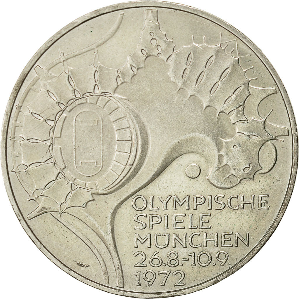 Coin, Germany, 10 Mark, Olympics, 1972, Karlsruhe, MS(63), Silver, KM 133