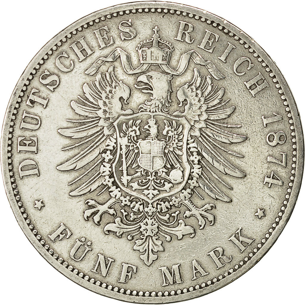 Coin, German States, PRUSSIA, Wilhelm I, 5 Mark, 1874, Berlin, EF(40-45), KM 503