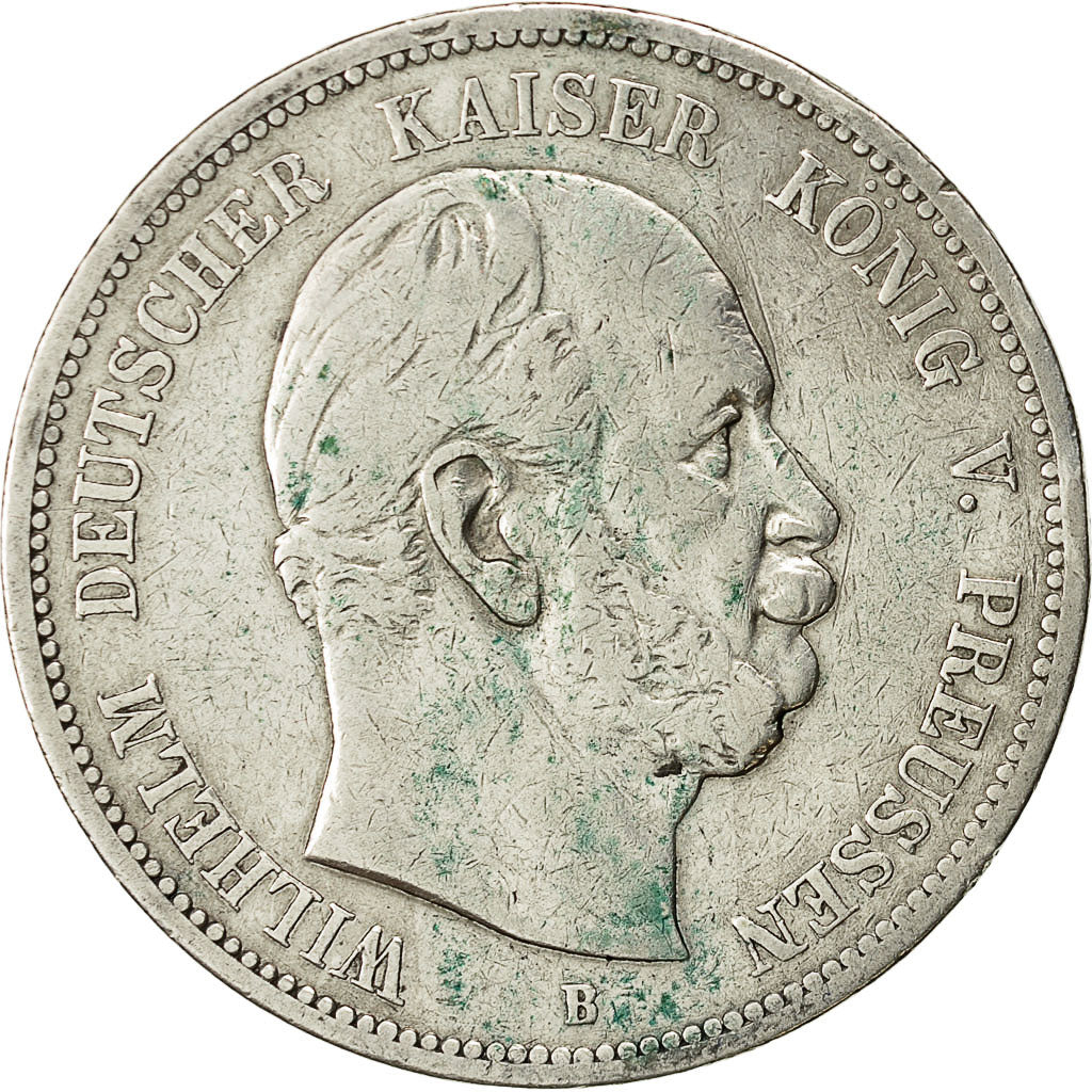 Moneta, Stati tedeschi, PRUSSIA, Wilhelm I, 5 Mark, 1875, Breslau, MB+, Argento