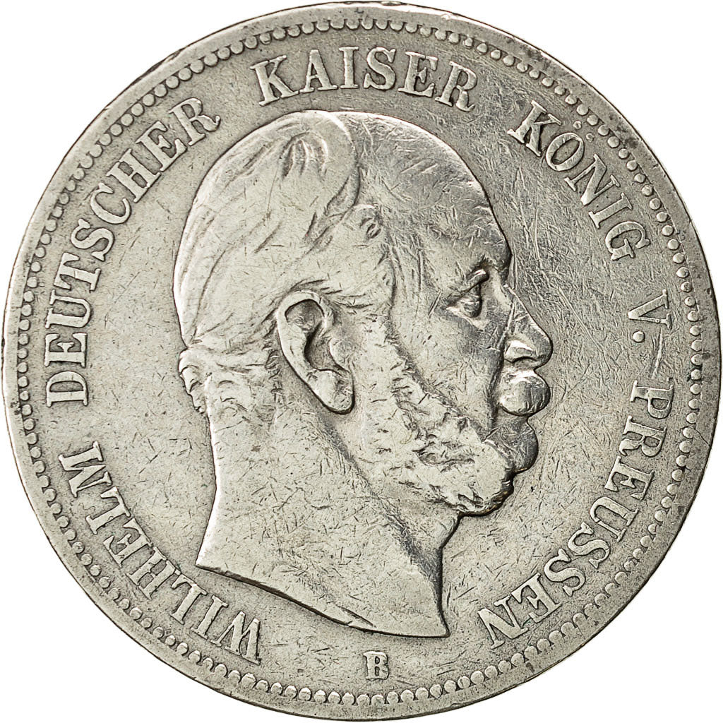 Coin, German States, PRUSSIA, Wilhelm I, 5 Mark, 1876 B, VF(30-35), KM 503
