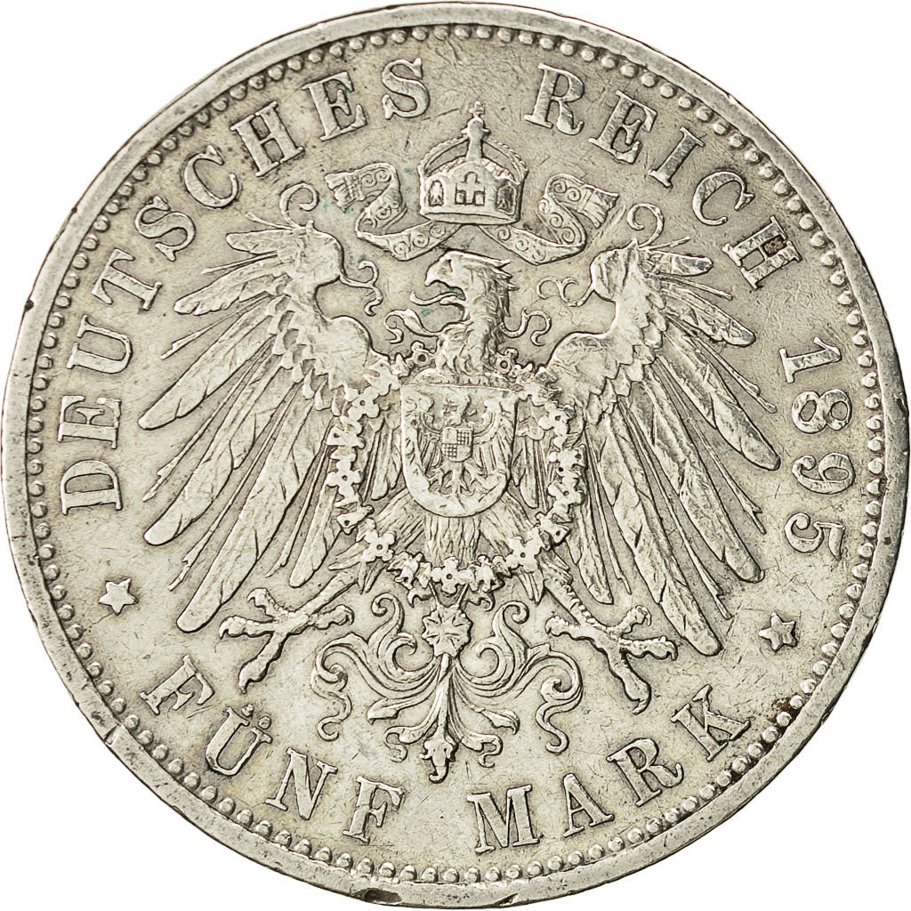 Coin, German States, PRUSSIA, Wilhelm II, 5 Mark, 1895 A, EF(40-45), KM 523