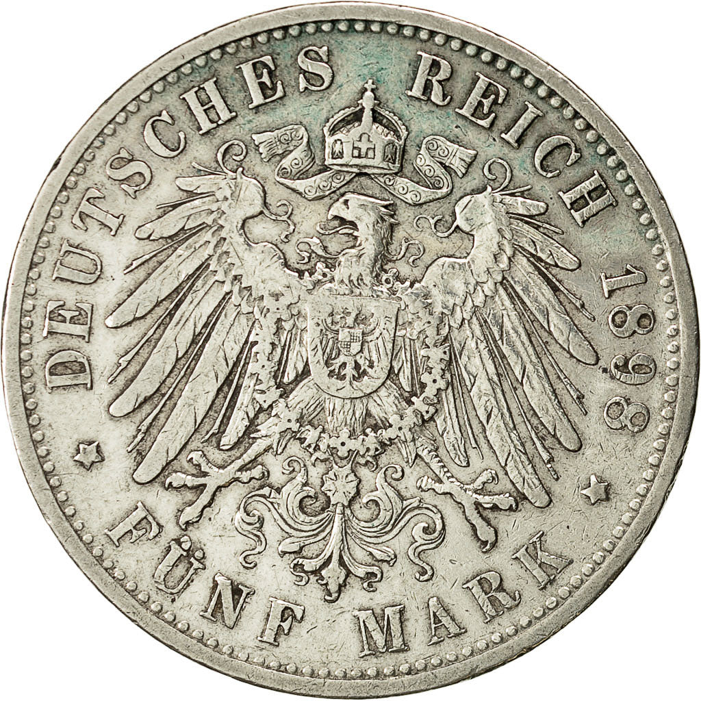 Coin, German States, PRUSSIA, Wilhelm II, 5 Mark, 1898 A, EF(40-45), KM 523