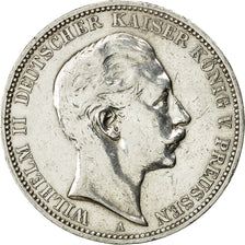 Coin, German States, PRUSSIA, Wilhelm II, 3 Mark, 1909 A, AU(50-53), KM 527