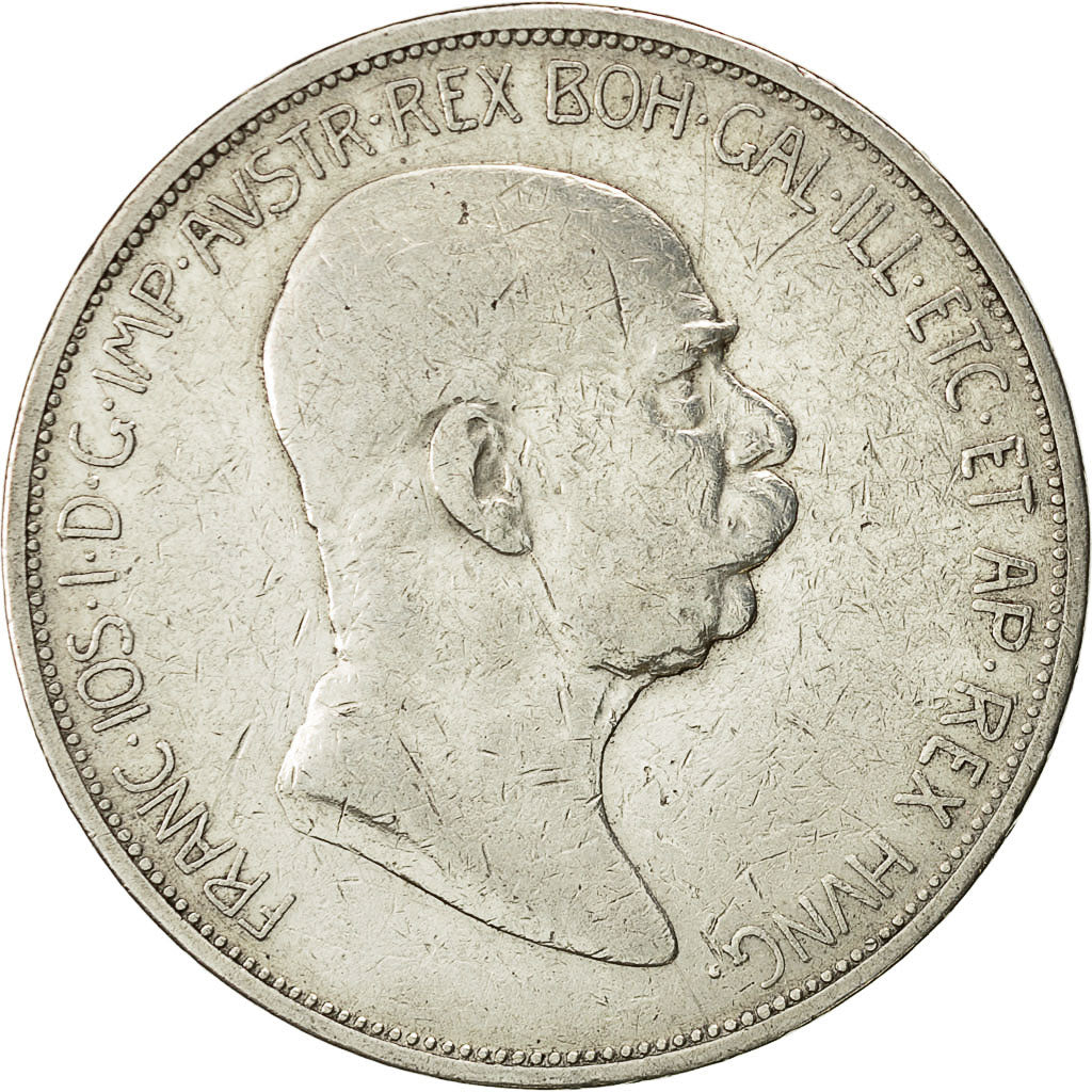 Coin, Austria, Franz Joseph I, 5 Corona, 1908, VF(30-35), Silver, KM 2809