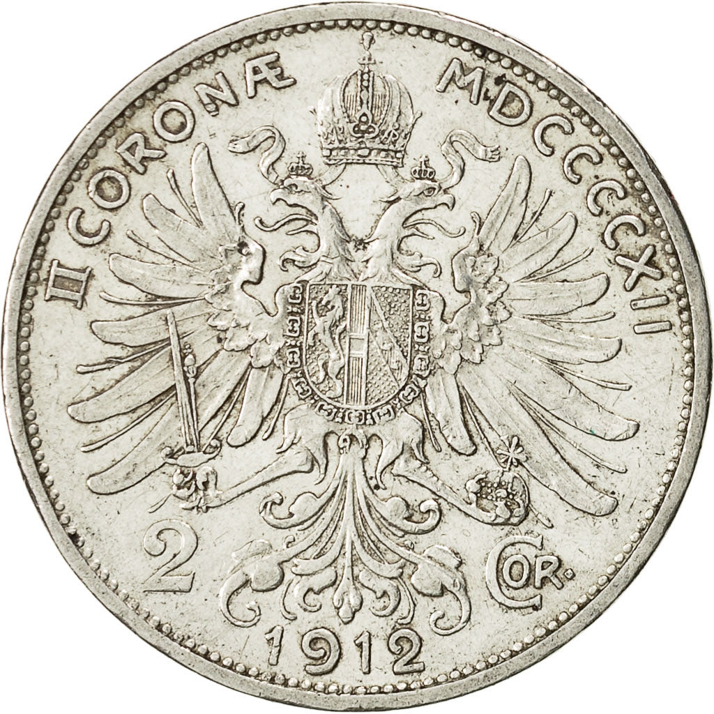 Coin, Austria, Franz Joseph I, 2 Corona, 1912, MS(60-62), Silver, KM 2821