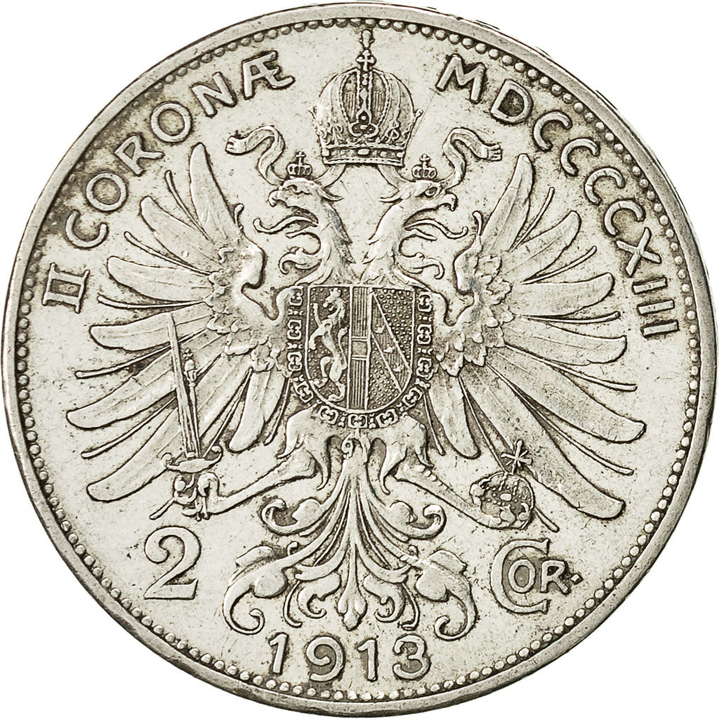 Coin, Austria, Franz Joseph I, 2 Corona, 1913, MS(63), Silver, KM 2821