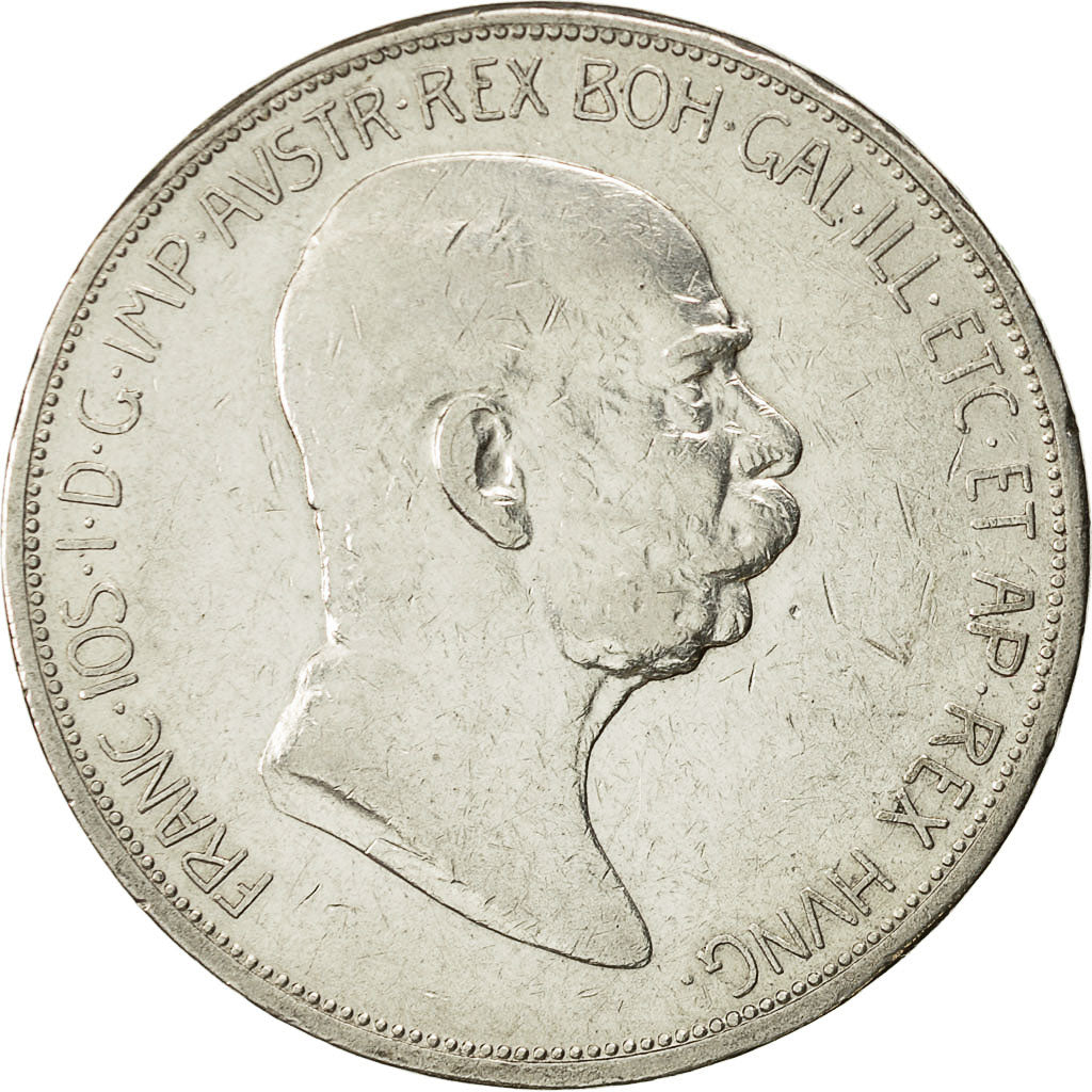 Coin, Austria, Franz Joseph I, 5 Corona, 1908, EF(40-45), Silver, KM 2809