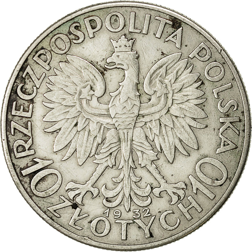 Coin, Poland, 10 Zlotych, 1932, London, EF(40-45), Silver, KM 22