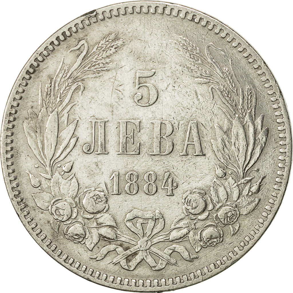Coin, Bulgaria, Alexander  I, 5 Leva, 1884, EF(40-45), Silver, KM 7