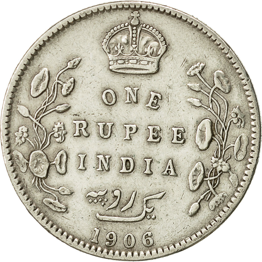 Coin, INDIA-BRITISH, Edward VII, Rupee, 1906, Calcutta, VF(30-35), KM 508