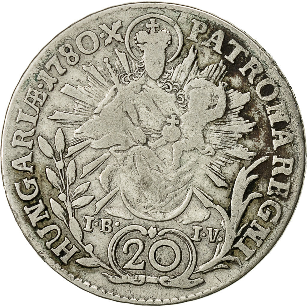Coin, Austria, Maria Theresa, 20 Kreuzer, 1780, Nagybanya, EF(40-45), Silver