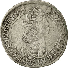 Munten, Hongarije, Leopold I, 15 Krajczar, 1675, Kremnitz, ZF, Zilver, KM:175