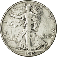 Coin, United States, Walking Liberty Half Dollar, 1945, VF(30-35), Silver,KM 142