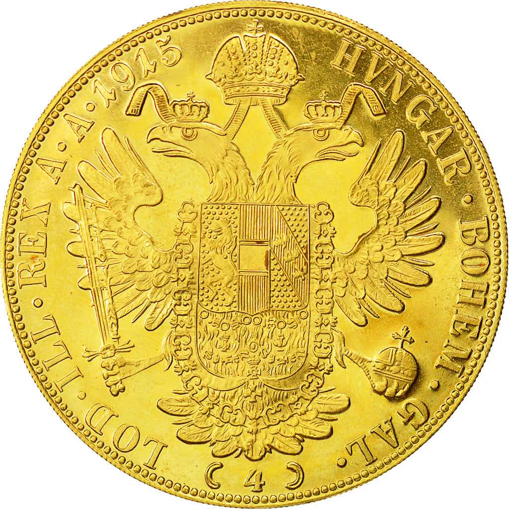 Coin, Austria, Franz Joseph I, 4 Ducat, 1915, Official restrike, MS(63), Gold