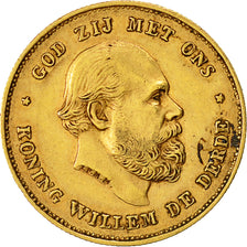 Coin, Netherlands, William III, 10 Gulden, 1875, AU(50-53), Gold, KM 105