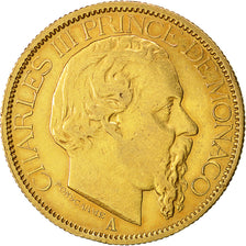 Coin, Monaco, Charles III, 100 Francs, 1884, Paris, EF(40-45), Gold, KM 99