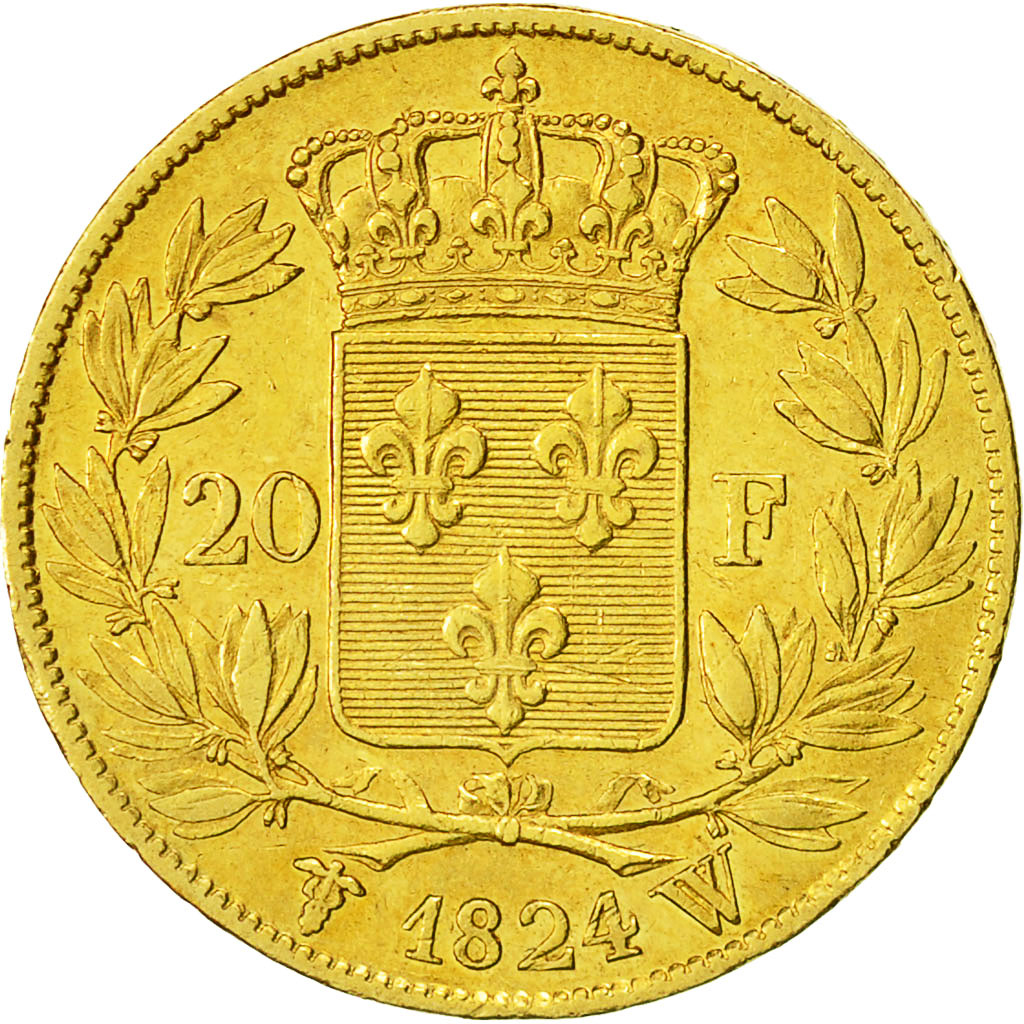 Monnaie, France, Louis XVIII, 20 Francs, 1824, Lille, SUP, Or, Gadoury 1028
