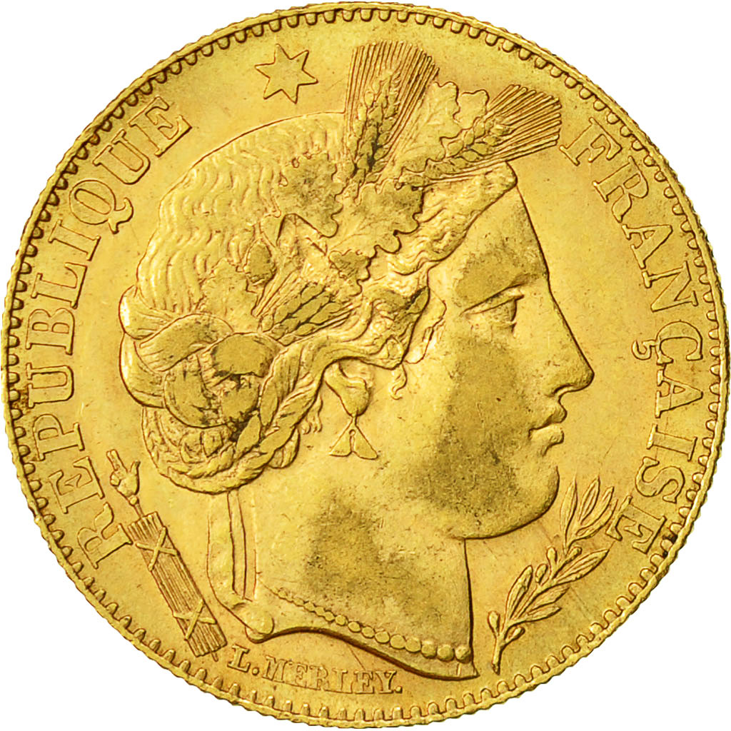 Moneta, Francia, Cérès, 10 Francs, 1896, Paris, SPL-, Oro, KM:830