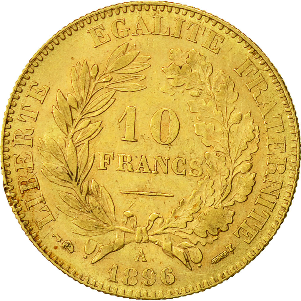 Moneta, Francia, Cérès, 10 Francs, 1896, Paris, SPL-, Oro, KM:830